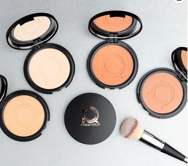 ioly's Beauty pressed powder foundation Compact with powder puff 0.49 OZ Makup fit me powder foundation Makeup full coverage foundation texture powder for men and woman