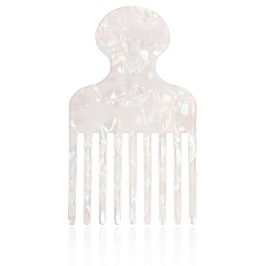 Wide Tooth Hair Pick Comb for Curls, 12cm/4.72in Detangling Lifting Comb Long Tooth Afro Pick Hair Styling Tool for Women Men Barber Supplies (Colorful White)