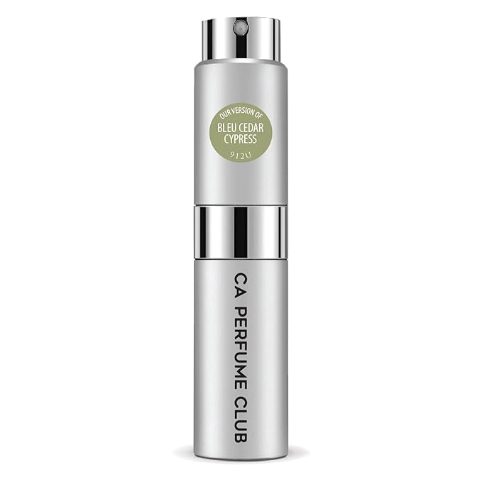CA Perfume Originals Bleu Cedar Cypress for Women and Men Woody Aromatic Scent Long Lasting Unisex Fragrance Eau De Parfum Travel Size Refillable Atomizer Spray 0.27 Fl Oz 8ml