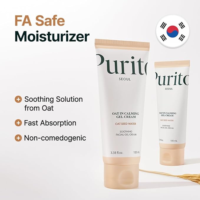 PURITO Oat In Calming Gel Cream, 77% Oat Seed Water Lightweight Water-Gel Face Moisturizer, Non-Comedogenic, Fragrance-Free, Vegan Korean Skincare, Sensitive & Blemish-Prone Skin, 100 mL