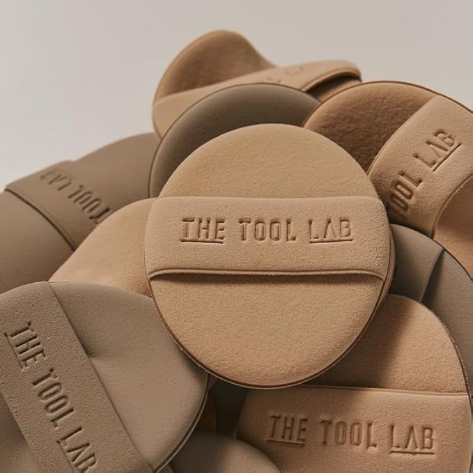 THE TOOL LAB Long-lasting Tension Puff (Glow type, Oval) - Korean Olive Young Makeup Puff Sponge for Liquid Foundation Cushion Shading Blusher, 100% Pure Rubycell for Moisterizing Fitting - 2.6 inch