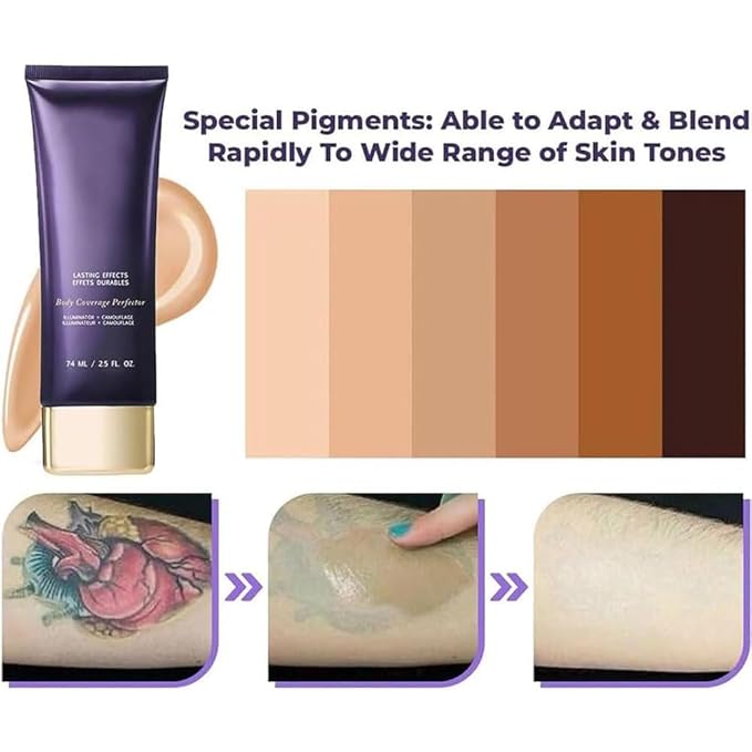 Body Coverage Perfector 3PCS Waterproof Transfer-Resistant Leg & Body Makeup, Long Lasting Tattoo Cover Up Makeup