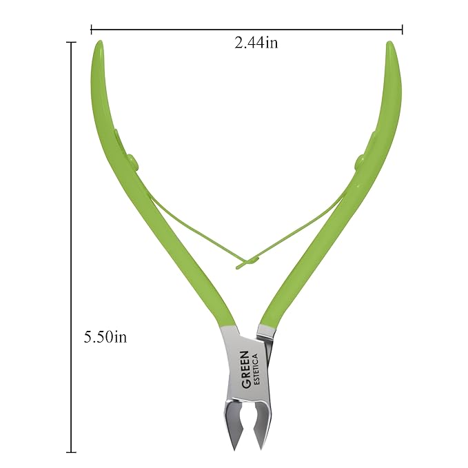 Professional Cuticle Trimmer Nail Cuticle Cutter Stainless Steel Cuticle Nippers with Sharp Blades of Cuticle Remover Clippers Manicure Tools Double Spring for Nail Care Pedicure Nail Tools (Green)