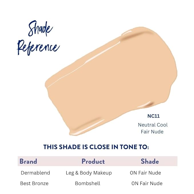 Best Bronze Bombshell Body Makeup - Tattoo Cover Up Makeup & Body Foundation Waterproof - Tattoo Concealer Waterproof for Scars, Varicose Veins Cover Up & Leg Foundation (NC11 Fair Nude)