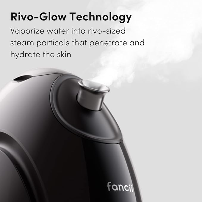 Fancii Nano Ionic Facial Steamer Hot & Cool with Aromatherapy and 6 Spa Settings – 30 Min Steam Time - Professional Home Face Sauna for Moisturizing & Pore Cleansing, Rivo