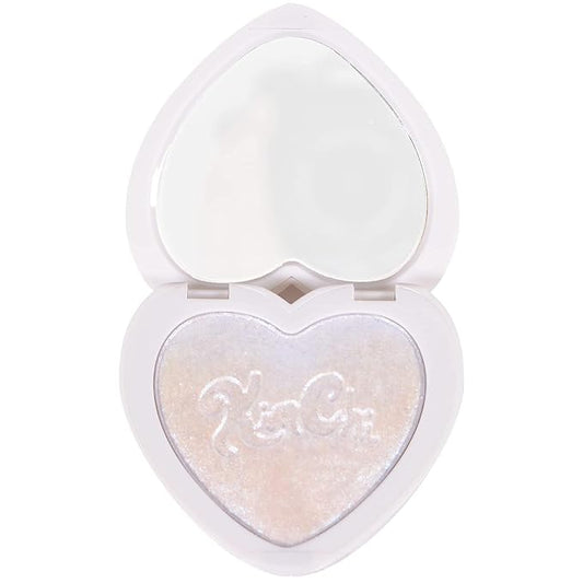 KimChi Chic Pearl Gone Wild Highlighter - Pressed Shimmer Powder for Face & Body, Iridescent Glow, with Mirror, Cruelty Free, Hope Blue Iridescent 0.32oz
