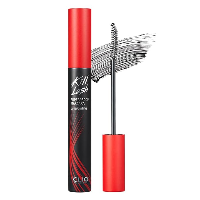 CLIO Kill Lash Superproof Mascara, Waterproof Mascara Black, Lengthening & Lifting for Defined Eyelash, Long-Lasting, Clump & Smudge-Free, for Sensitive Eyes, Korean Makeup Beauty (001 Long Curling)