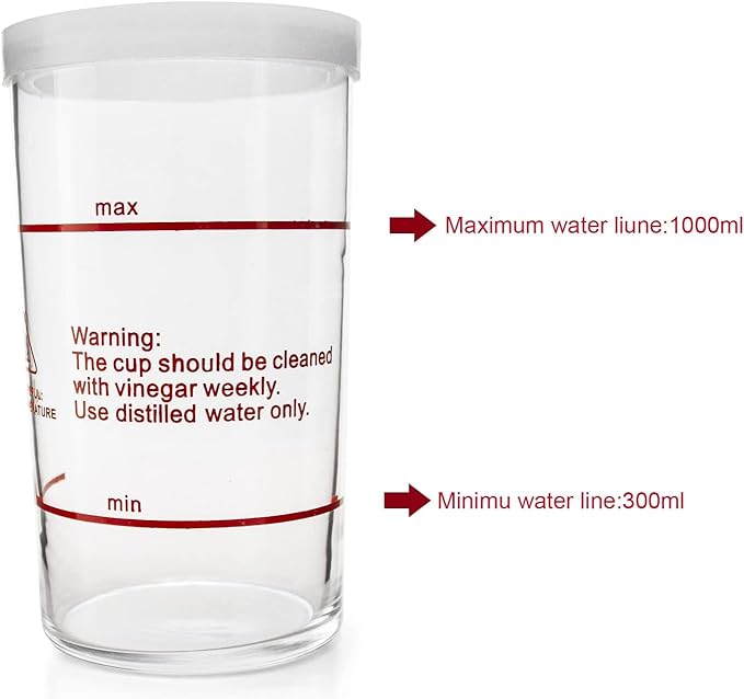 Elitzia Professional Glass Facial Steamer Jar with Leak-Proof Seal Ring Replacement Part Steamer Accessory ETBL0 (Height 17cm)