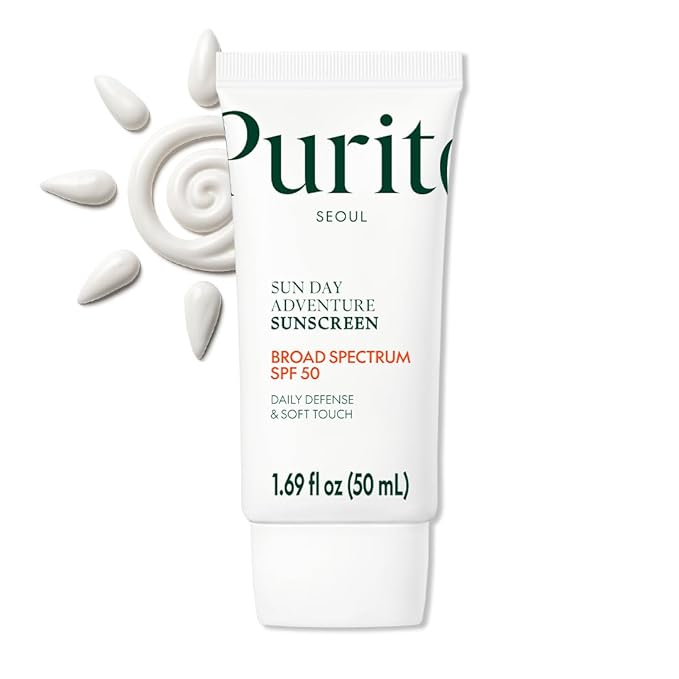 PURITO Sun Day Adventure Korean Sunscreen Smoothest and Lightest Texture Broad Spectrum SPF 50 UVA & UVB Protection No White Cast Oil Free For All Skin Types Vegan Daily Skin Care 50ml, 1.69 fl.oz