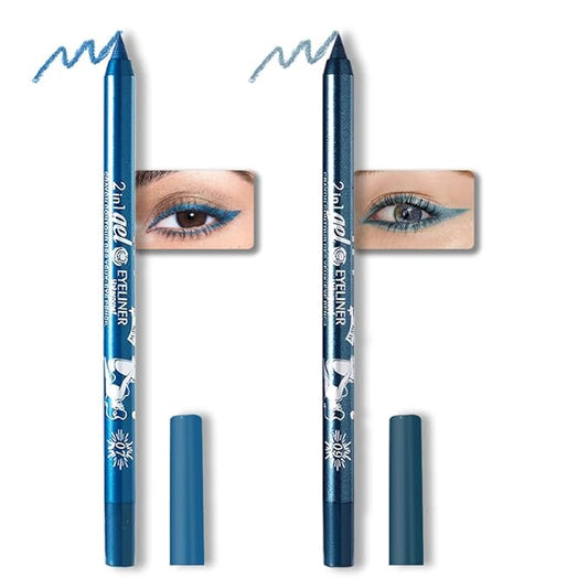 Kaely 2Pcs Sky Chill Blue Waterline Pencil Eyeliner, Sharpenable Multi-Use Gel Eyeliner Pencil, Eye Liner Waterproof Smudge proof, Smooth Eye Makeup Liners, delineador de ojos contra el agua, 07+09