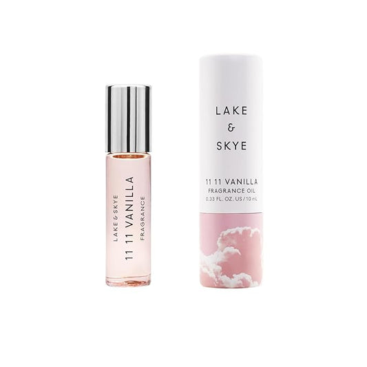 Lake & Skye 11 11 Vanilla Fragrance Oil Rollerball 0.33 fl oz (10ml), Unisex Perfume, Vanilla, Sheer Amber and Apple Notes, Soft and Warm Scent, Oil-Based Formula, Long Lasting Fragrance