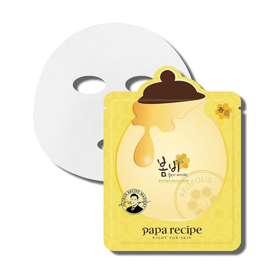 Papa Recipe Bombee Honey Mask Pack 25g * 10 sheets - Sheet Mask, Facial Skin Care, Korean Skin Care, K-Beauty, Ampoule Solidified, For radiant skin (Honey(1 sheet))