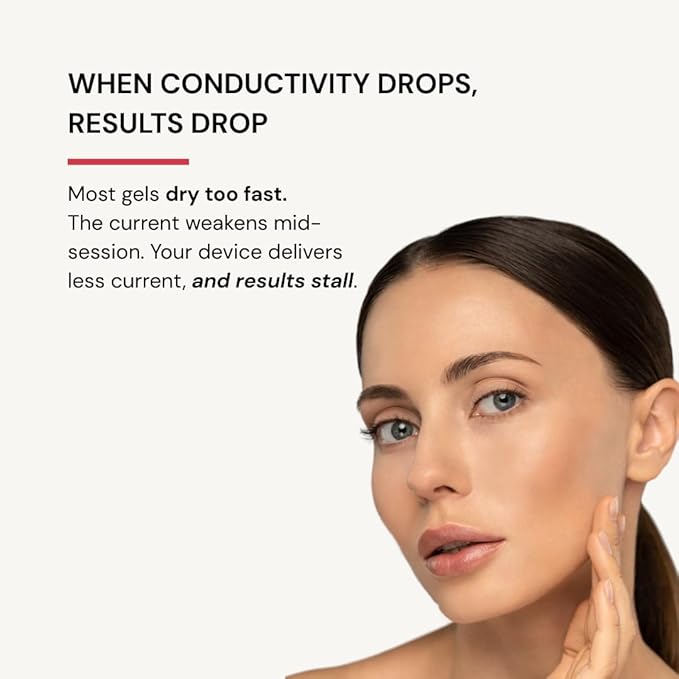 Glow Rose Premium Conductive Gel for Microcurrent & RF Devices Keeps Current Strong for Better Lift & Consistent Results Leave-On, Non-Sticky Performance Skincare