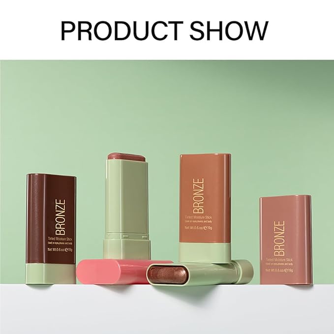 Multi-Use Makeup Blush Stick, Cream Blush Stick, Tinted Solid Moisturizer Stick for Cheek & Eyes & Lips, Waterproof Natural Nude Makeup, Suitable for All Skin (2#Soft Glow)