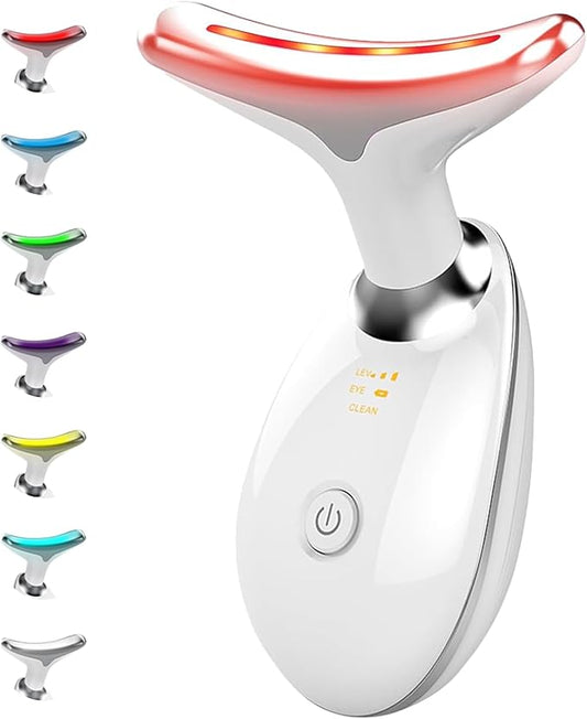 Face Beauty Device, 7 Color Multifunctional Facial Massager, Portable Face Massager Tool for Skin Care, Firming, Smoothing, Glossy White