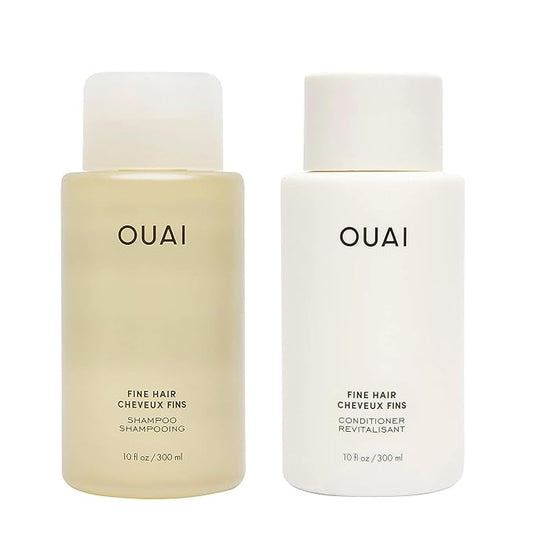 OUAI Fine Shampoo and Conditioner Set - Sulfate Free Shampoo and Conditioner for Women & Men - Made with Keratin, Marshmallow Root, Shea Butter & Avocado Oil - Free of Parabens & Phthalates (10 Fl Oz)