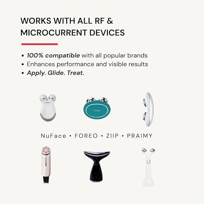 Glow Rose Premium Conductive Gel for Microcurrent & RF Devices Keeps Current Strong for Better Lift & Consistent Results Leave-On, Non-Sticky Performance Skincare