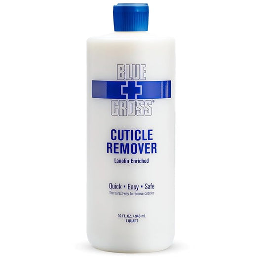 Cuticle Remover & Softener Liquid for Nails – Blue Cross Professional Nail Care with Lanolin, Hydrating Treatment for Dry Cuticles & Hangnails, Made in USA, 32oz