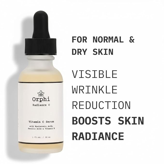 Orphi Radiance C Vitamin C Face Serum – Fragrance-Free Facial Serum with Hyaluronic Acid, Ferulic Acid & Vitamin E | Brightening & Anti-Aging Skincare for Women & Sensitive Skin | Made in USA