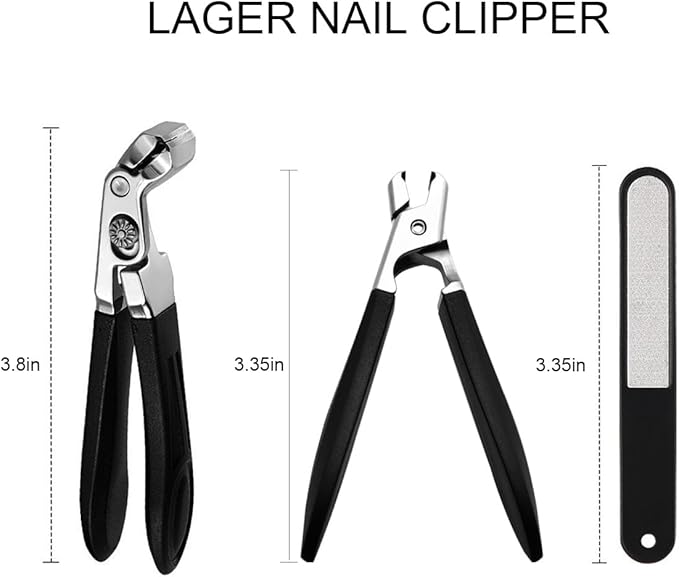 Nail Clippers for Seniors, Wide Jaw Fingernail Clippers and Angled Head Toenail Clippers for Thick Nail, Professional German Nail Clippers for Men, Women & Pregnant (Black 2)