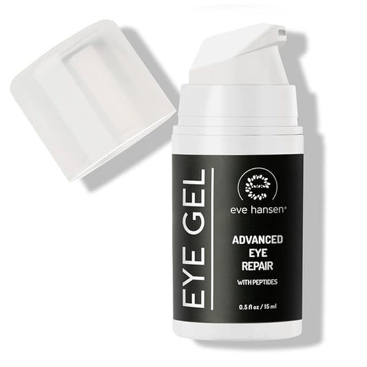 Eve Hansen Anti-Aging Eye Gel with Peptides | Under-Eye Cream With Plant Stem Cells, Hyaluronic Acid, Vitamin E | Cruelty-Free, Vegan, Made in USA .5 oz
