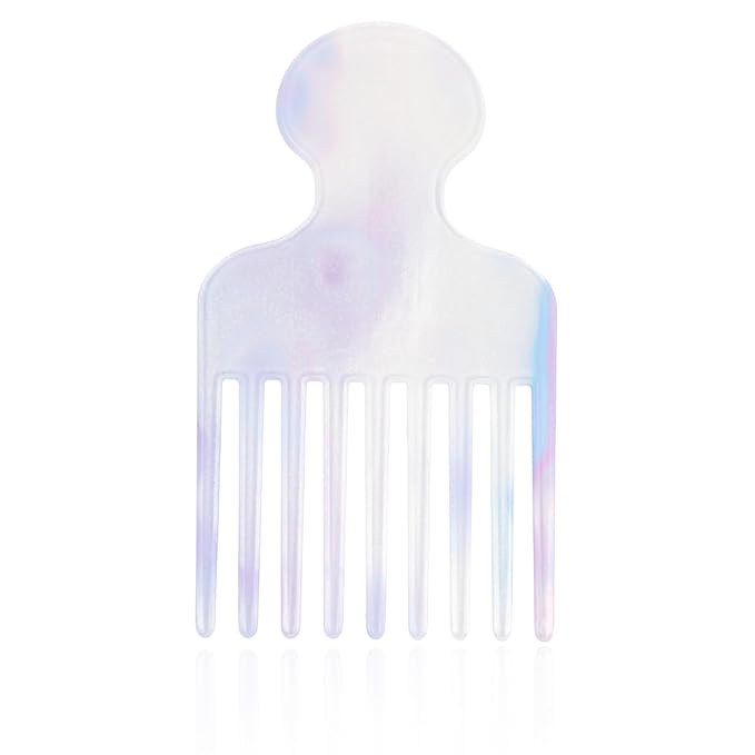 Wide Tooth Hair Pick Comb for Curls, 12cm/4.72in Detangling Lifting Comb Long Tooth Afro Pick Hair Styling Tool for Women Men Barber Supplies (Blue)