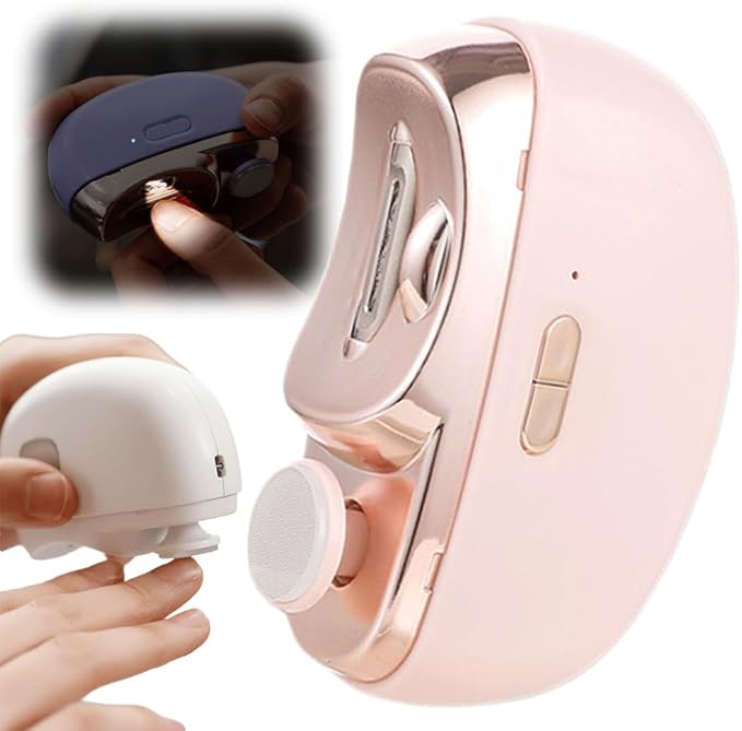 Electric Nail Clipper, 2 in 1 Electric Polishing Automatic Nail Clippers Electric Nail Trimmer with 2 Adjustable Speeds, Nail Trimmer for Seniors, Kids, Adults (Pink)