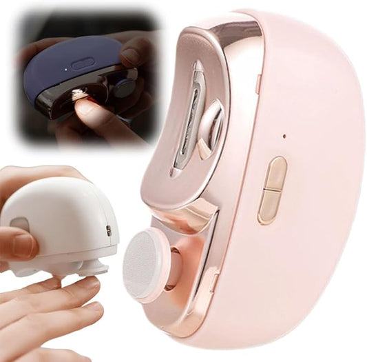 Electric Nail Clipper, 2 in 1 Electric Polishing Automatic Nail Clippers Electric Nail Trimmer with 2 Adjustable Speeds, Nail Trimmer for Seniors, Kids, Adults (Pink)
