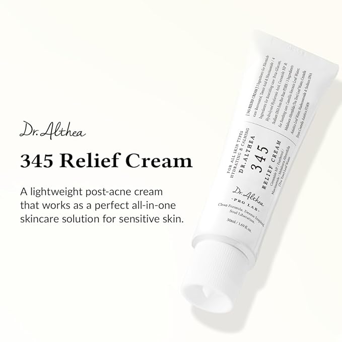 Dr.Althea 345 Relief Cream | Moisturizer for Soothing Recovery and Blemish Care with PDRN & Niacinamide | Korean Vegan Skin Care for All Skin Types, 0.50 Fl Oz (Ver.2 - Pack of 1)