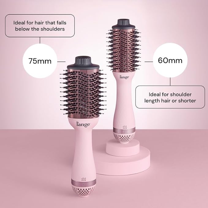L'ANGE HAIR Le Volume 2-in-1 Titanium Blow Dryer Brush | Hot Air Brush for Hair Drying & Styling | Ionic Oval Barrel for Smooth, Frizz-Free Volume | (Blush – 60mm)