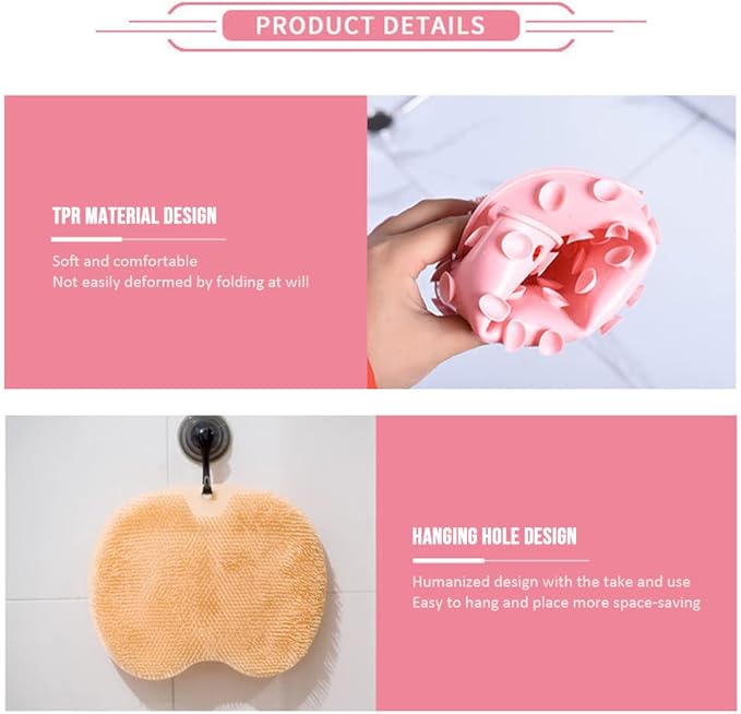 Silicone Shower Foot Scrubber Mat, 2025 New Shower Foot Back Scrubber Massage Pad Back Cleaning Pad, Upgrade Shower Foot Scrubber Mat with Non-Slip Suction Cups Back Bath (Orange)