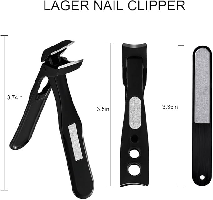 Nail Clippers for Seniors, Wide Jaw Fingernail Clippers and Angled Head Toenail Clippers for Thick Nail, Professional German Nail Clippers for Men, Women & Pregnant (Black 3)