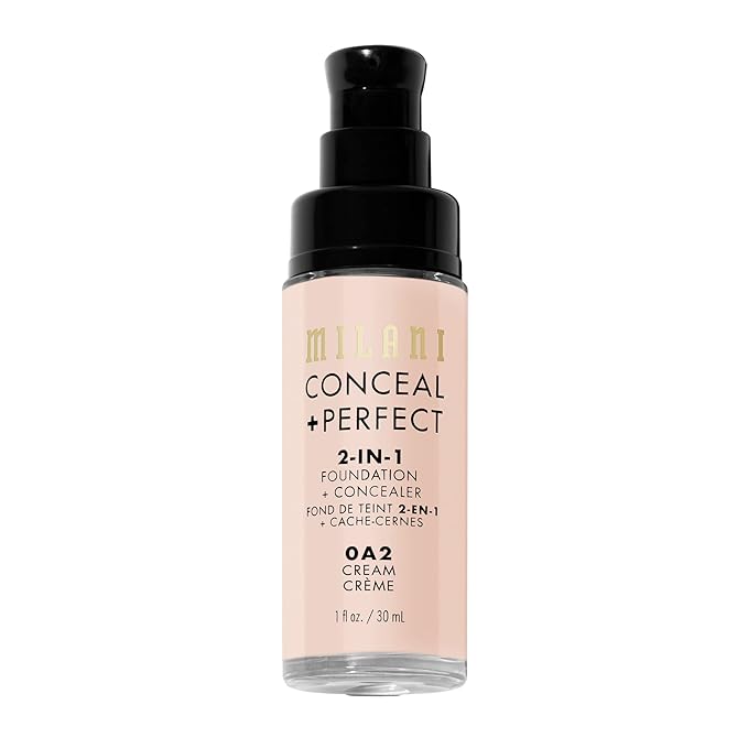 Milani Conceal + Perfect 2-in-1 Foundation + Concealer - Cream (1 Fl. Oz.) Liquid Foundation - Cover Under-Eye Circles, Blemishes & Skin Discoloration for a Flawless Complexion