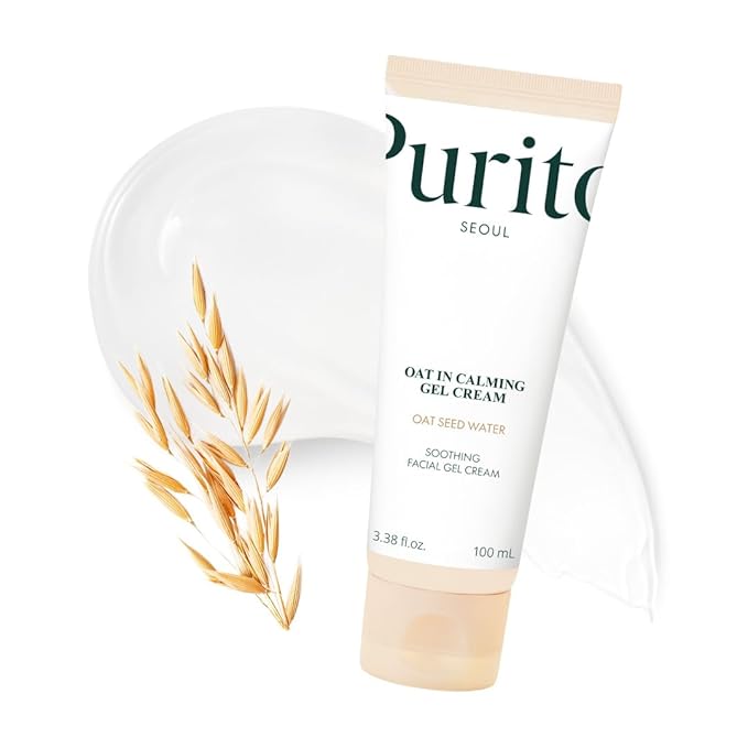 PURITO Oat In Calming Gel Cream, 77% Oat Seed Water Lightweight Water-Gel Face Moisturizer, Non-Comedogenic, Fragrance-Free, Vegan Korean Skincare, Sensitive & Blemish-Prone Skin, 100 mL