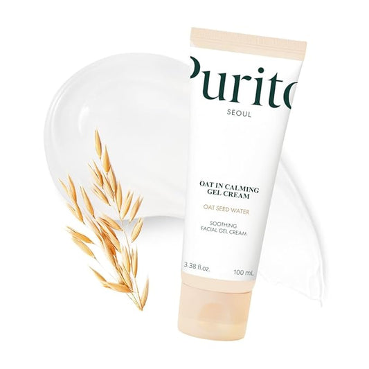 PURITO Oat In Calming Gel Cream, 77% Oat Seed Water Lightweight Water-Gel Face Moisturizer, Non-Comedogenic, Fragrance-Free, Vegan Korean Skincare, Sensitive & Blemish-Prone Skin, 100 mL