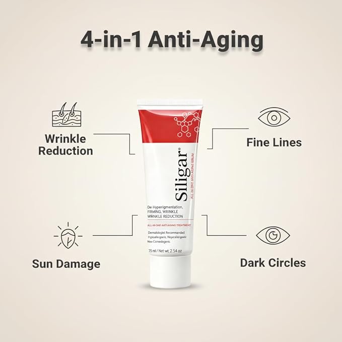 All In One Anti-Aging Cream – Reduces Wrinkles, Fine Lines, Dark Circles & Sun Damage – Retinol, Vitamin C, DMAE & Hyaluronic Acid – Fragrance-Free, for Men and Women life All Skin Types 75ml/2.54oz