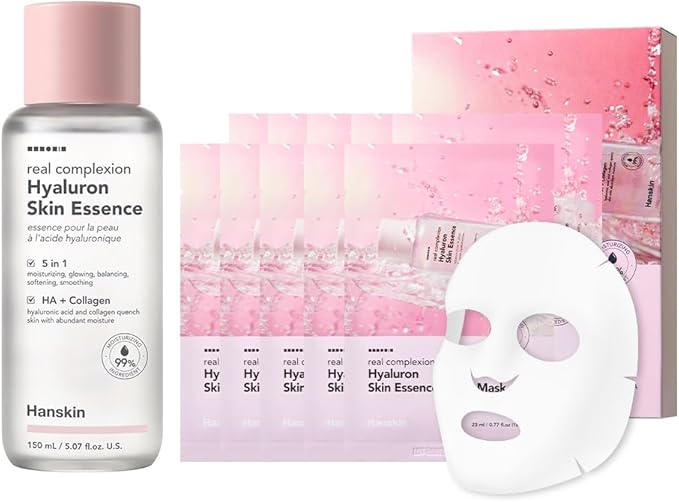 Hanskin Hyaluron Hydration Duo – Hyaluron Skin Essence & Moisture Sheet Mask | Deep Hydration, Soothing & Skin Balancing | Korean Skincare Set, K-Beauty