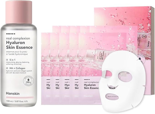Hanskin Hyaluron Hydration Duo – Hyaluron Skin Essence & Moisture Sheet Mask | Deep Hydration, Soothing & Skin Balancing | Korean Skincare Set, K-Beauty