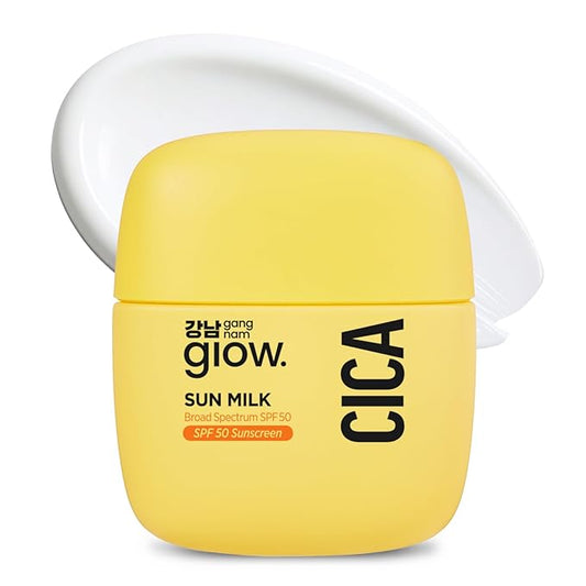 CICA SUN MILK, Moisturizer with SPF 50, Invisible Broad Spectrum Sunscreen for Face, No White Cast, Sun Protection with Cica and Niacinamide, Glow Natural Korean Sunscreen 1.69 fl.oz