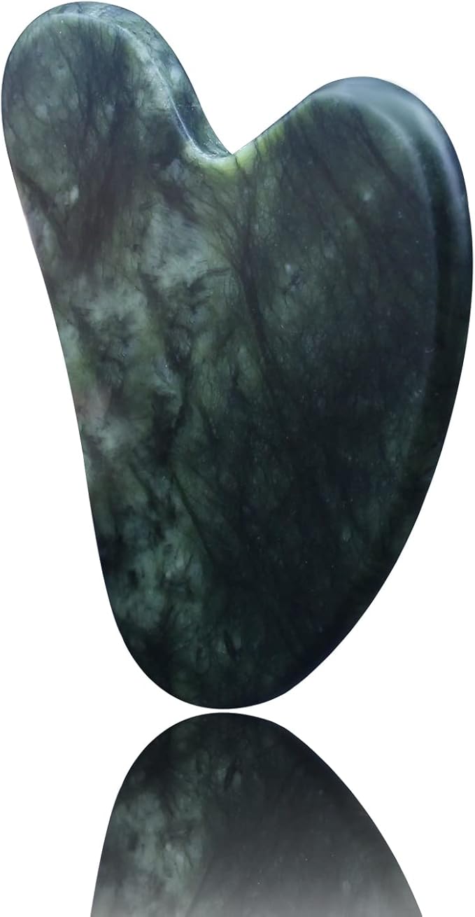 OXT Gua Sha, Premium Gua Sha Facial Tools, Guasha Tool for Face Upgraded, Guasha Natural Jade Stone (Dark Green)