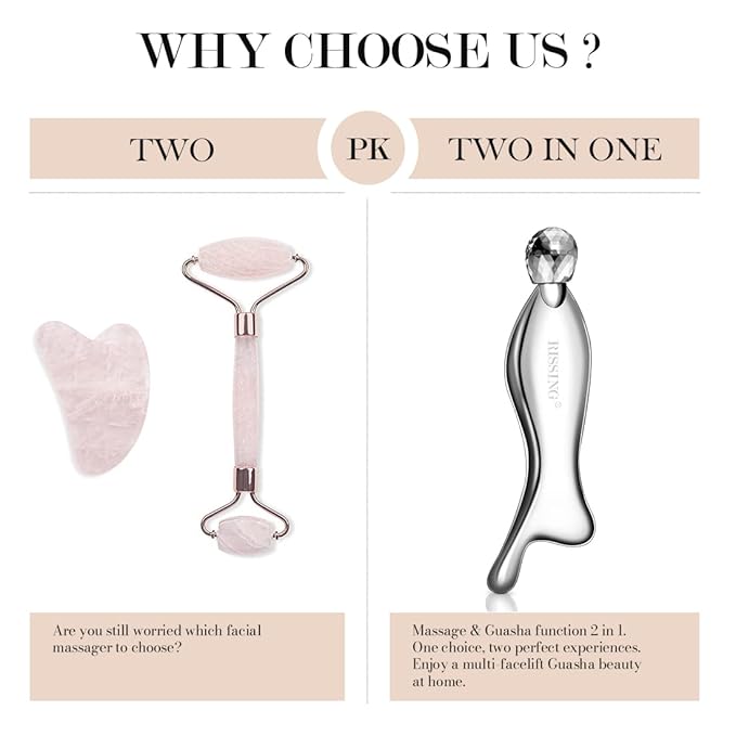 4-in-1 Gua Sha Facial Tools: Lymphatic Drainage Massager Facial Roller for Wrinkles and Lifting, Stainless Steel Gua Sha Tool for Face (Portable Box Edition)