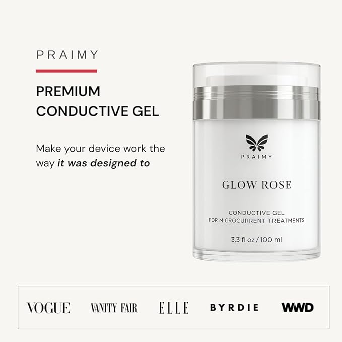 Glow Rose Premium Conductive Gel for Microcurrent & RF Devices Keeps Current Strong for Better Lift & Consistent Results Leave-On, Non-Sticky Performance Skincare