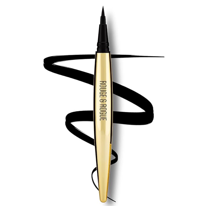Rouge & Rogue Waterproof Liquid Eyeliner – Ultra-Black, Smudge-Proof, Long-Lasting, Vegan, Cruelty-Free, Precision Brush Tip for Winged Liner & Cat Eye