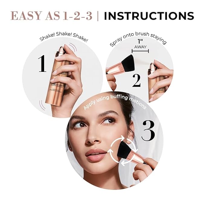 LUMINESS Silk Airbrush Spray Foundation 3-PC Kit - Foundation, Primer & Dual-Sided Makeup Brush - Buildable Coverage, Anti-Aging Formula, Humidity Resistant, Hydrates & Moisturizes, Medium Warm