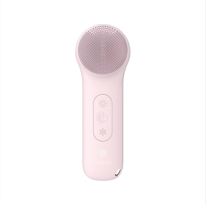 Riki Radiant Electric Silicone Face Scrubber - 2-in-1 Facial Rotating Vibrating Exfoliating Brush - Waterproof & Portable, Rechargeable, for Cleaning, Exfoliation, Massage, for Men & Women (Pink)