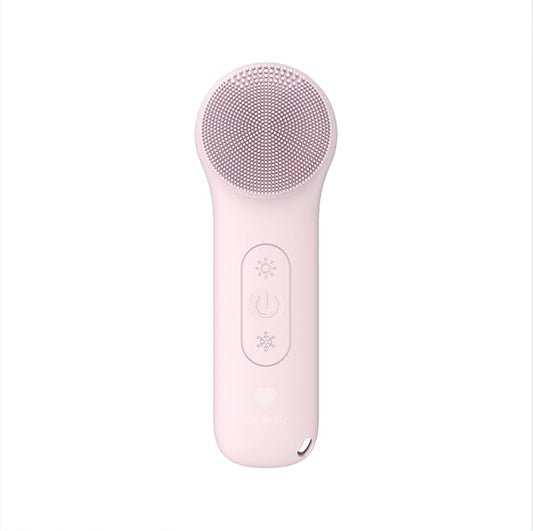 Riki Radiant Electric Silicone Face Scrubber - 2-in-1 Facial Rotating Vibrating Exfoliating Brush - Waterproof & Portable, Rechargeable, for Cleaning, Exfoliation, Massage, for Men & Women (Pink)
