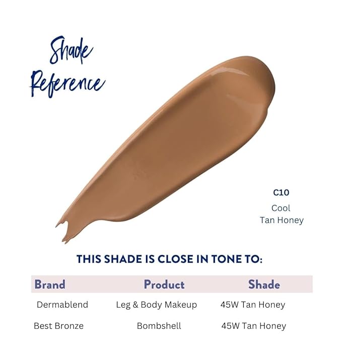 Best Bronze Bombshell Body Makeup - Tattoo Cover Up Makeup & Body Foundation Waterproof - Tattoo Concealer Waterproof for Scars, Varicose Veins Cover Up & Leg Foundation (C10 Tan Honey)