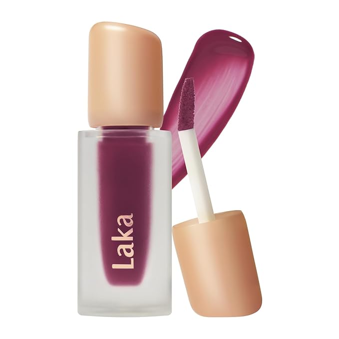 Laka Fruity Glam Tint, 4.5g/0.15oz, Glowing Lip Stain with Wide Color Spectrum, Hydrating & Lightweight Texture, Buildable Color, Non-Sticky, Vegan, K-Beauty (#130 Fog Berry)