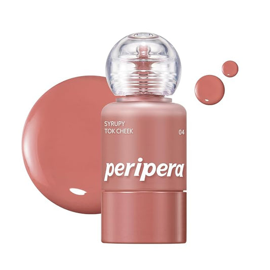 PERIPERA SYRUPY TOK CHEEK 5 Colors, Liquid Blush, Dewy Finish and Hydrates All day, Soft Velvet Texture Face Cheek Tint (04 SUNSHINE FIG, One Size)