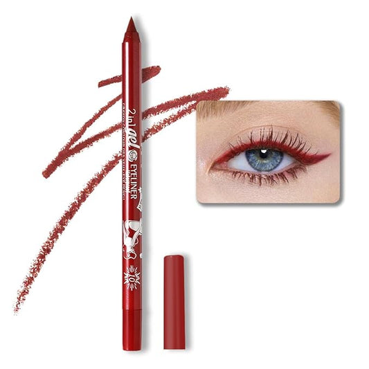 Kaely Red Waterline Pencil Eyeliner, Sharpenable Multi-Use Gel Eyeliner Pencil, Eye Liner Waterproof Smudge proof, Smooth Eye Makeup Liners, delineador de ojos contra el agua, 10